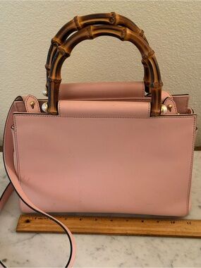 Gucci Pink Leather Satchel with Bamboo Top Handles
